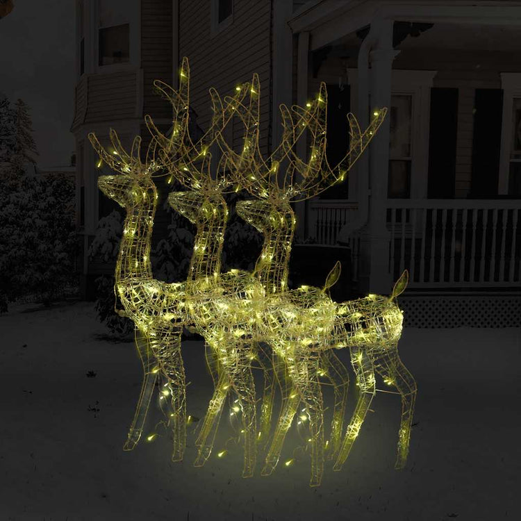 Vidaxl kerstversieringen rendier 3 st 128 cm acryl warmwit