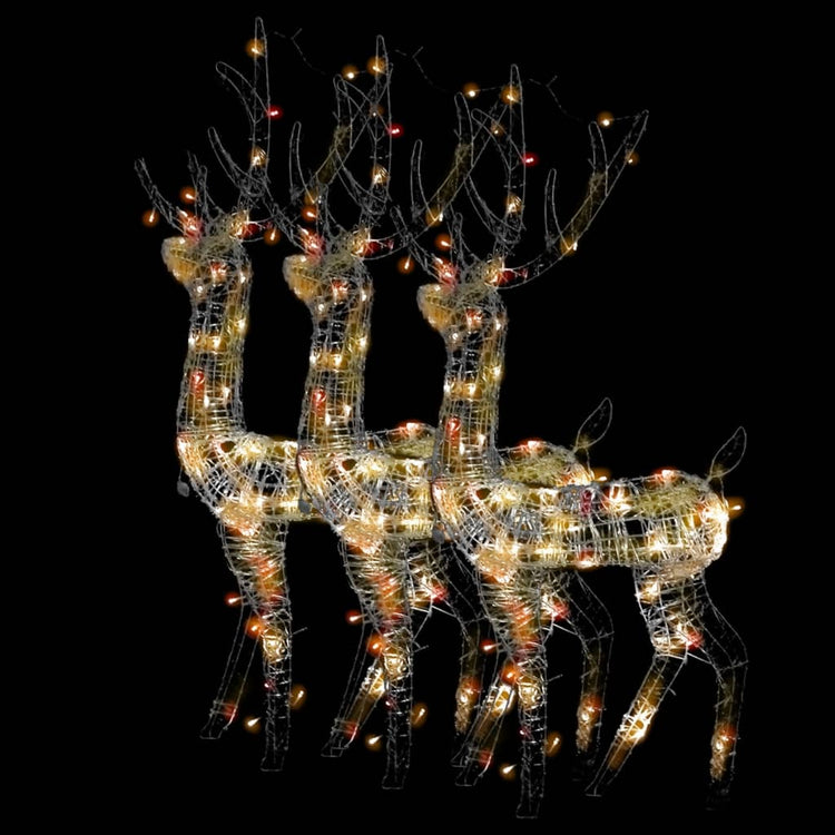 VidaXL Kerstversiering rendier 3 st meerkleurig 120 cm acryl