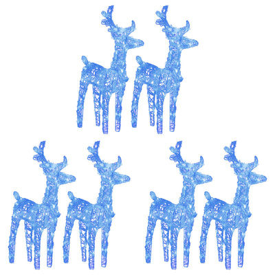 VidaXL Kerstrendieren 6 st 240 LED's acryl blauw