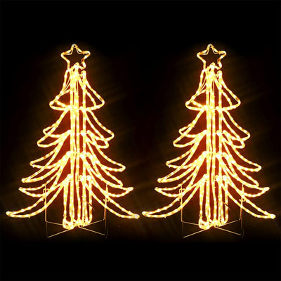 VidaXL Kerstfiguur boom 2 st inklapbaar met LED's 87x87x93 cm warmwit