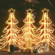 VidaXL Kerstfiguur boom 3 st inklapbaar met LED's 87x87x93 cm warmwit - afbeelding 1