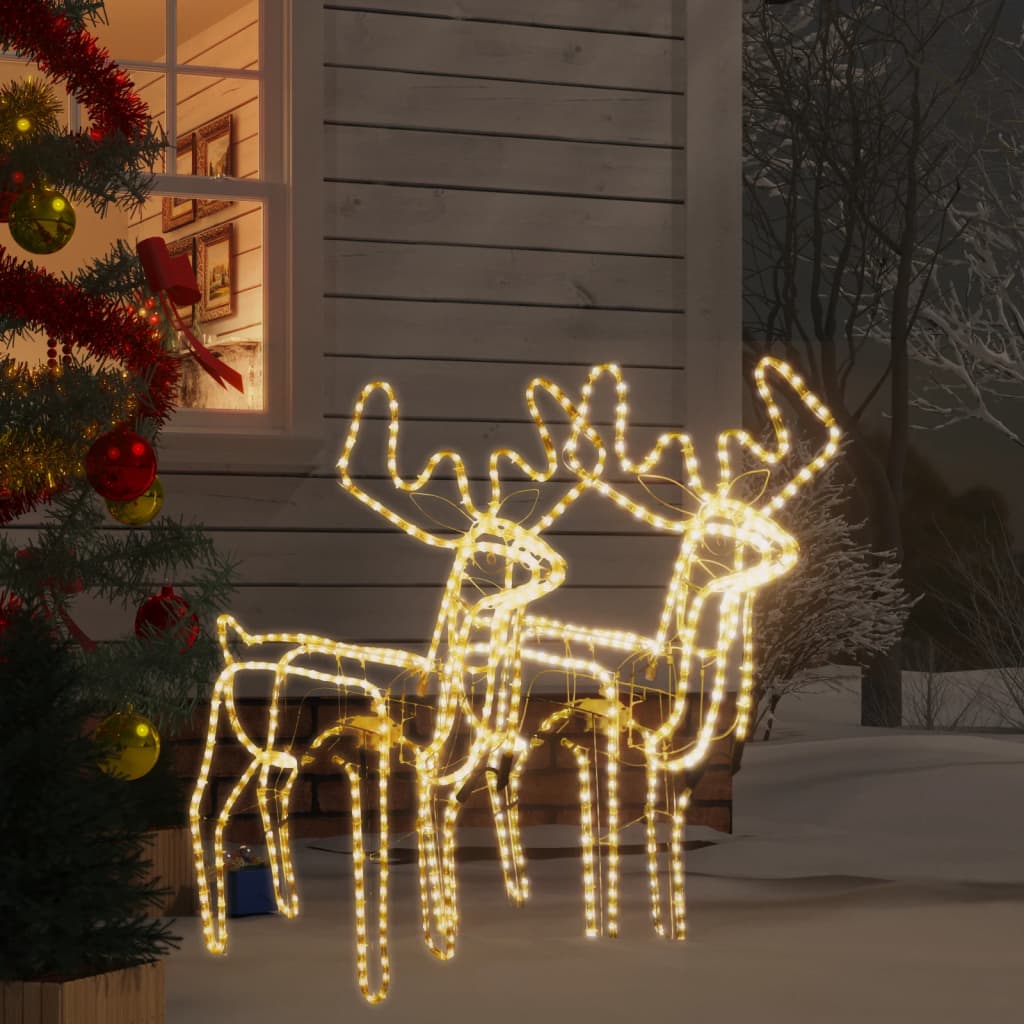 VidaXL Kerstfiguur rendier met bewegende kop 2 st warmwit