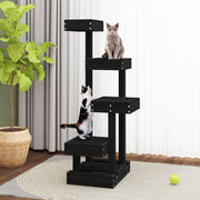 VidaXL Kattenmeubel 45,5x49x103 cm massief grenenhout zwart - afbeelding 3