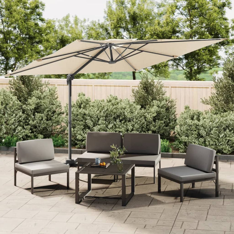 Vidaxl zweefparasol met dubbel dak 400x300 cm zandwit