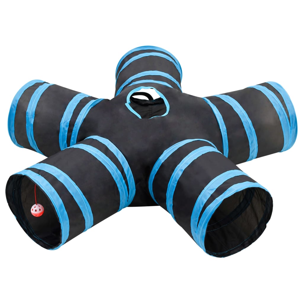 Vidaxl kattentunnel 5-voudig 25 cm polyester zwart en blauw