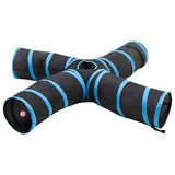 Vidaxl kattentunnel 4-voudig 25 cm polyester zwart en blauw - afbeelding 1
