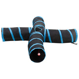 Vidaxl kattentunnel 4-voudig 25 cm polyester zwart en blauw - afbeelding 2