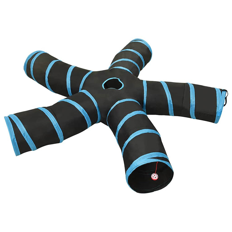Vidaxl kattentunnel 5-voudig 25 cm polyester zwart en blauw