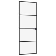 Vidaxl binnendeur 76x201,5 cm gehard glas en aluminium smal zwart - afbeelding 2