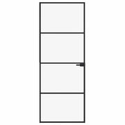 Vidaxl binnendeur 76x201,5 cm gehard glas en aluminium smal zwart - afbeelding 3