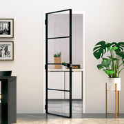 Vidaxl binnendeur 76x201,5 cm gehard glas en aluminium smal zwart - afbeelding 1