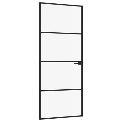 Vidaxl binnendeur 83x201,5 cm gehard glas en aluminium smal zwart