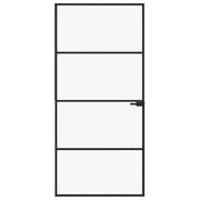 Vidaxl binnendeur 93x201,5 cm gehard glas en aluminium smal zwart - afbeelding 3