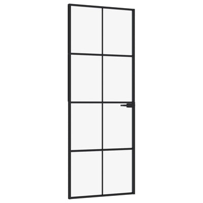 Vidaxl binnendeur 76x201,5 cm gehard glas en aluminium smal zwart