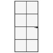 Vidaxl binnendeur 93x201,5 cm gehard glas en aluminium smal zwart - afbeelding 3