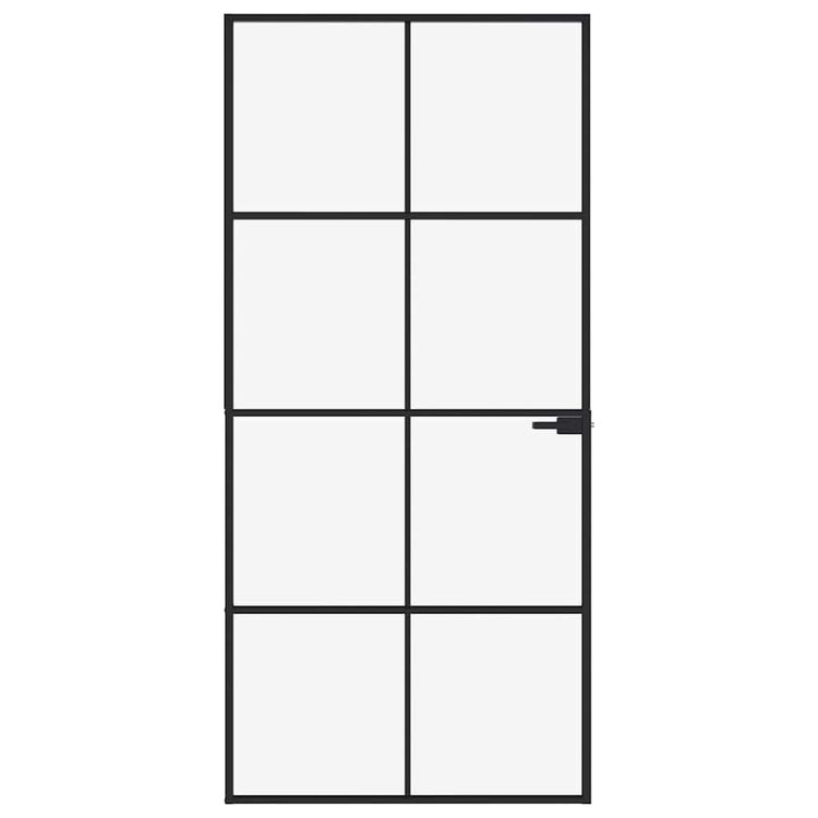 Vidaxl binnendeur 93x201,5 cm gehard glas en aluminium smal zwart