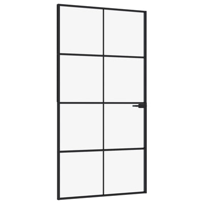 VidaXL Binnendeur 102x201,5 cm gehard glas en aluminium smal zwart