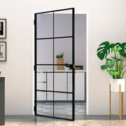 VidaXL Binnendeur 102x201,5 cm gehard glas en aluminium smal zwart - afbeelding 1