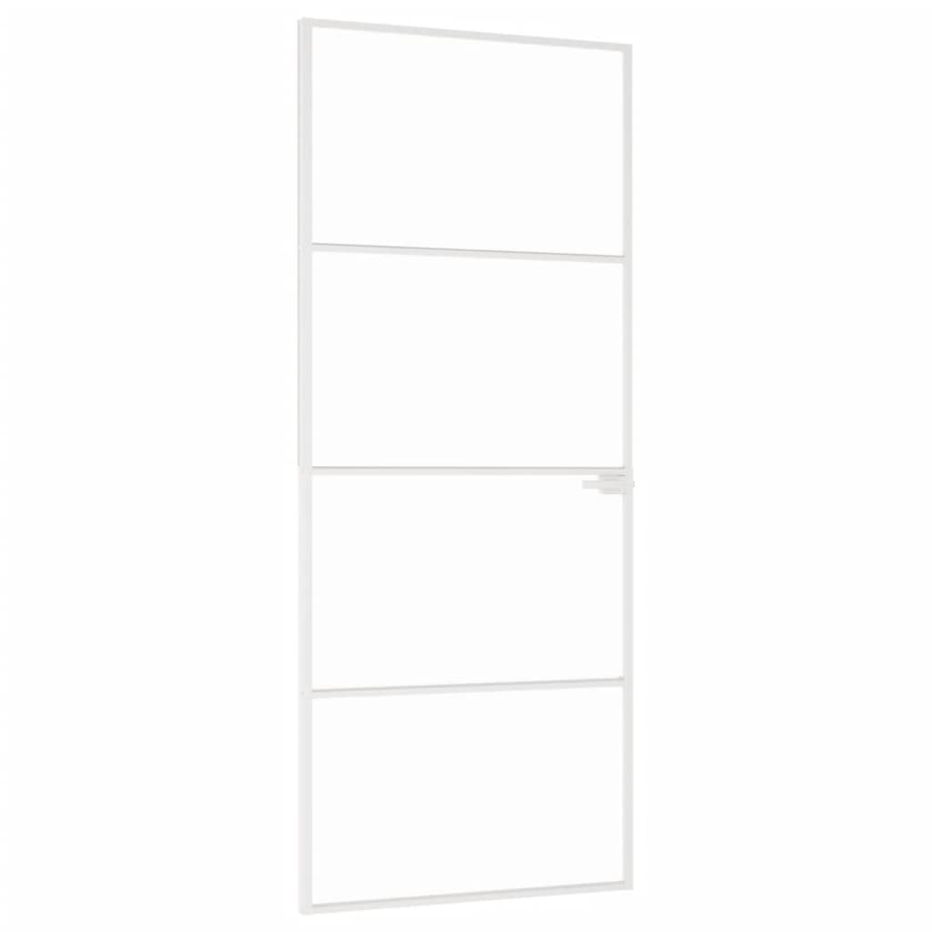 VidaXL Binnendeur 83x201,5 cm gehard glas en aluminium smal wit