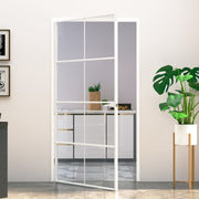 VidaXL Binnendeur 102x201,5 cm gehard glas en aluminium smal wit - afbeelding 1