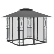 Vidaxl prieel met zijwanden 300x300x270 cm staal antracietkleurig - afbeelding 3