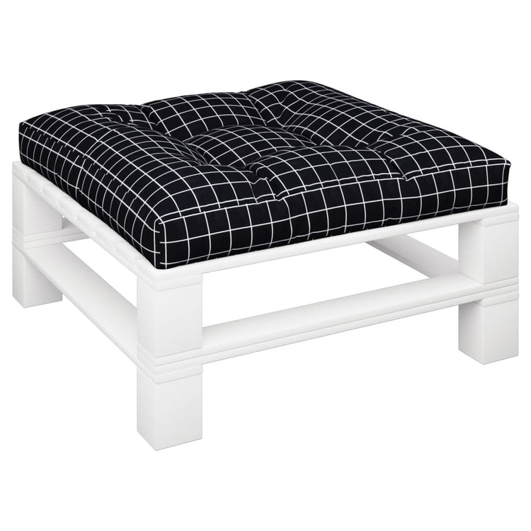 Vidaxl palletkussen ruitpatroon 80x80x12 cm stof zwart