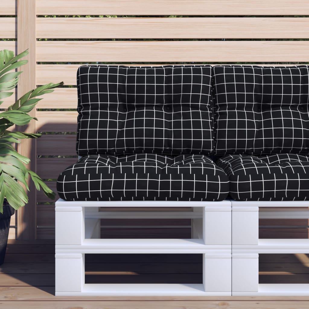 Vidaxl palletkussen ruitpatroon 50x40x12 cm stof zwart