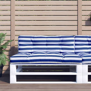 Vidaxl palletkussen 120x40x12 cm stof gestreept blauw en wit - afbeelding 1
