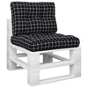 VidaXL Palletkussens 2 st stof ruitpatroon zwart