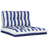 Vidaxl palletkussens 2 st stof gestreept wit en blauw - afbeelding 2