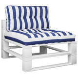 Vidaxl palletkussens 2 st stof gestreept wit en blauw - afbeelding 3