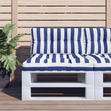 Vidaxl palletkussens 2 st stof gestreept wit en blauw - afbeelding 1