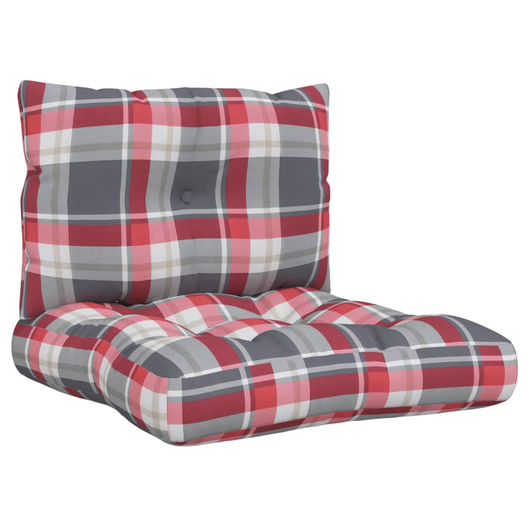 Vidaxl palletkussens 2 st stof ruitpatroon rood
