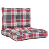 Vidaxl palletkussens 2 st stof ruitpatroon rood