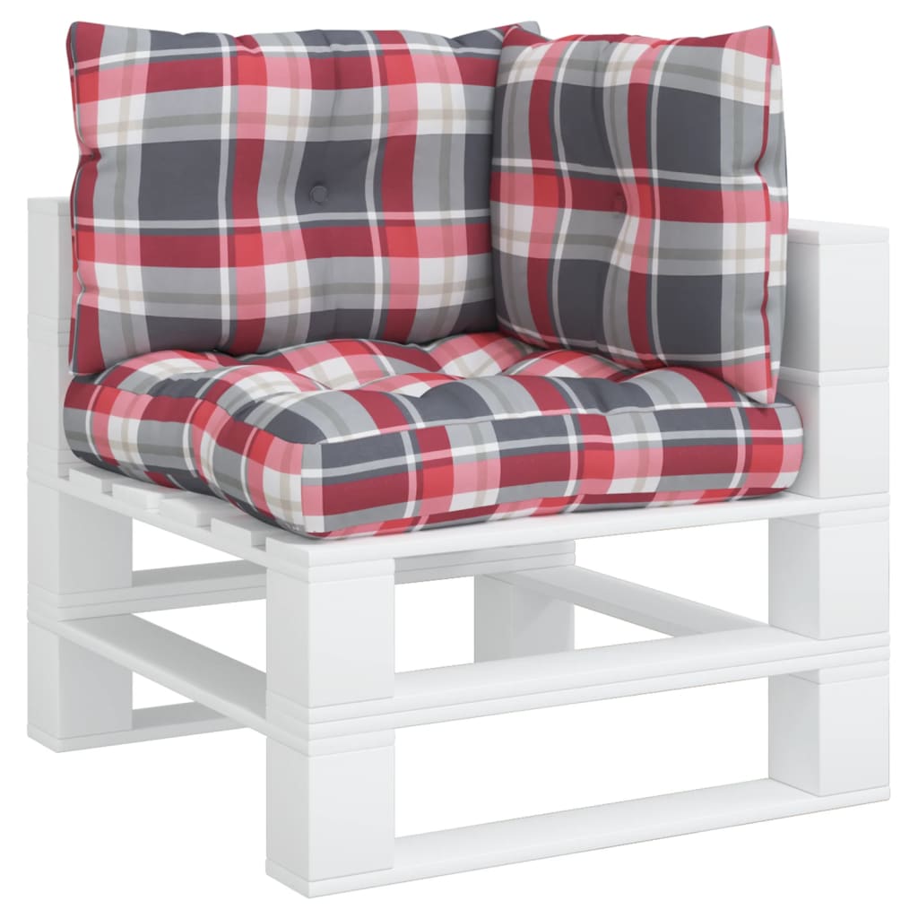 Vidaxl palletkussens 3 st ruitpatroon stof rood