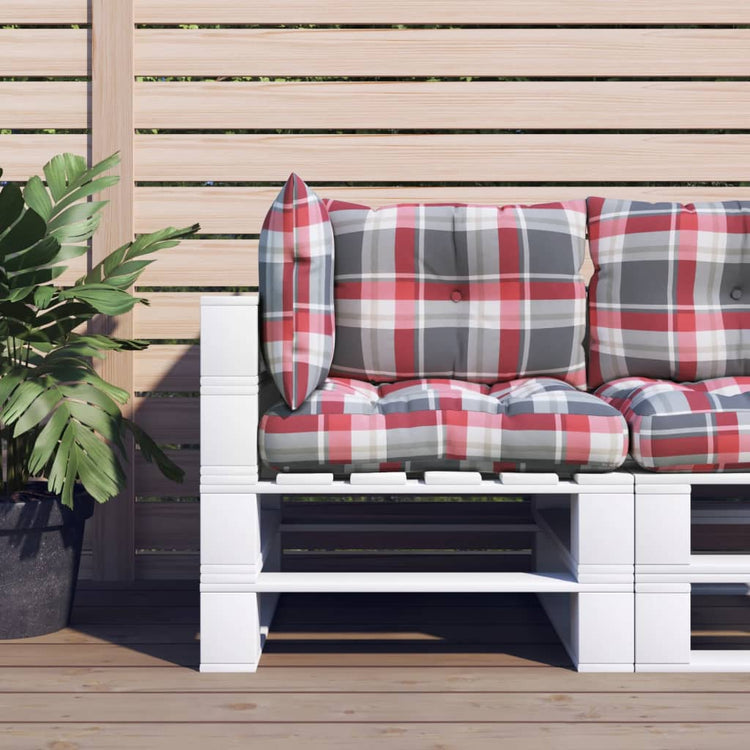 Vidaxl palletkussens 3 st ruitpatroon stof rood