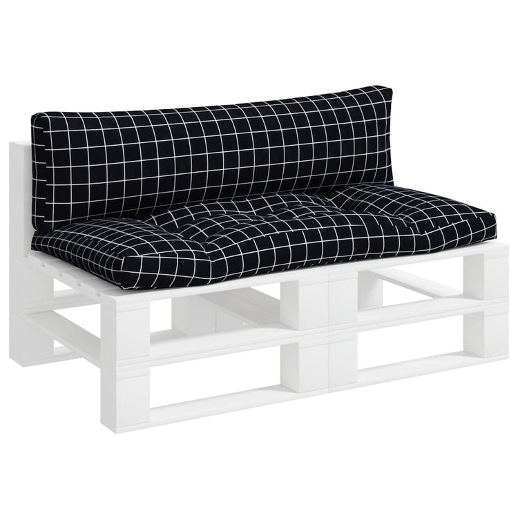 VidaXL Palletkussens 2 st ruitpatroon oxford stof zwart