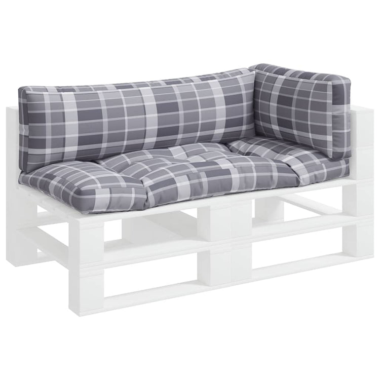 Vidaxl palletkussens 3 st ruitpatroon stof grijs