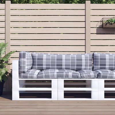 Vidaxl palletkussens 3 st ruitpatroon stof grijs