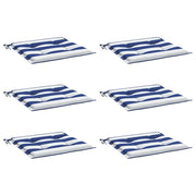 Vidaxl tuinstoelkussens 6 st gestreept 40x40x3 cm stof wit en blauw - afbeelding 3