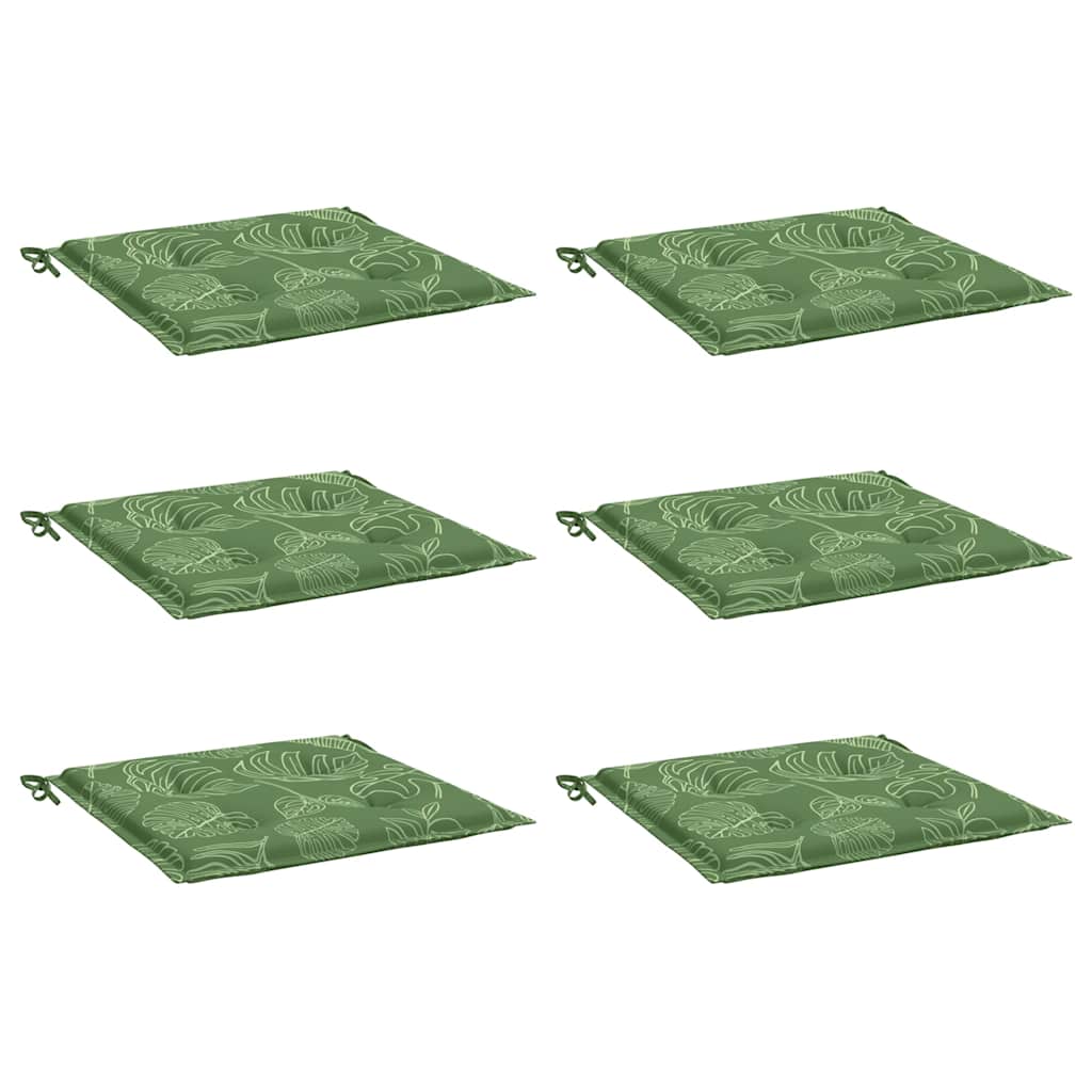 Vidaxl stoelkussens 6 st bladpatroon 40x40x3 cm stof