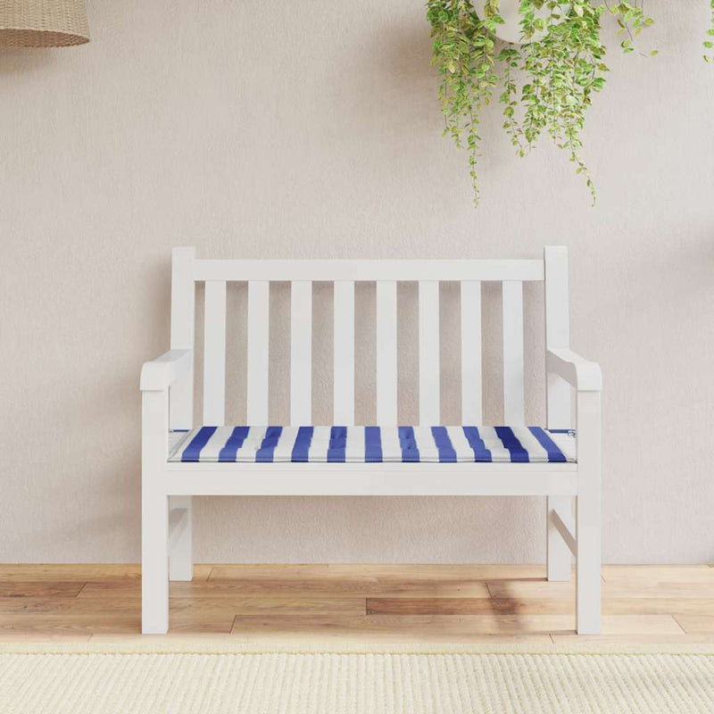 Vidaxl tuinbankkussen gestreept 120x50x4 cm oxford stof wit en blauw