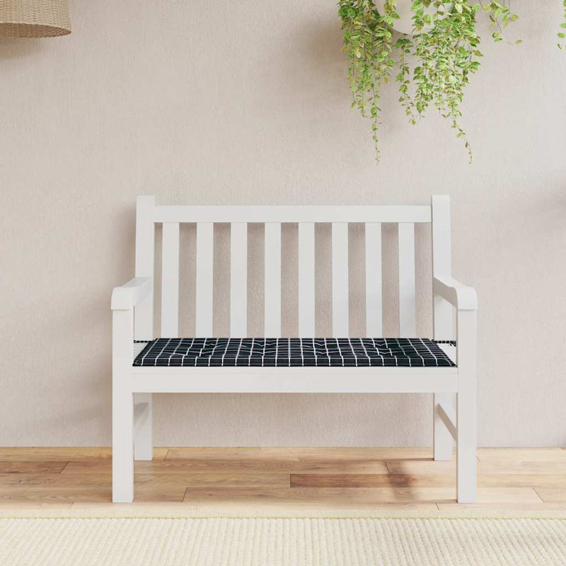 Vidaxl tuinbankkussen ruitpatroon 120x50x4 cm oxford stof zwart