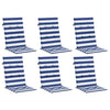 Vidaxl stoelkussens 6 st hoge rug gestreept stof wit en blauw