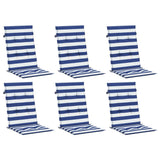 Vidaxl stoelkussens 6 st hoge rug gestreept stof wit en blauw - afbeelding 3
