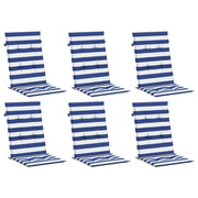 Vidaxl stoelkussens 6 st hoge rug gestreept stof wit en blauw - afbeelding 3