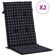 Vidaxl stoelkussens 2 st hoge rug ruitpatroon stof zwart - afbeelding 2