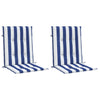 Vidaxl stoelkussens 2 st lage rug gestreept stof wit en blauw