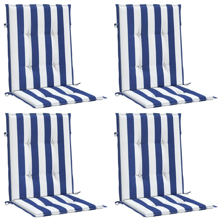 Vidaxl stoelkussens 4 st lage rug gestreept stof wit en blauw