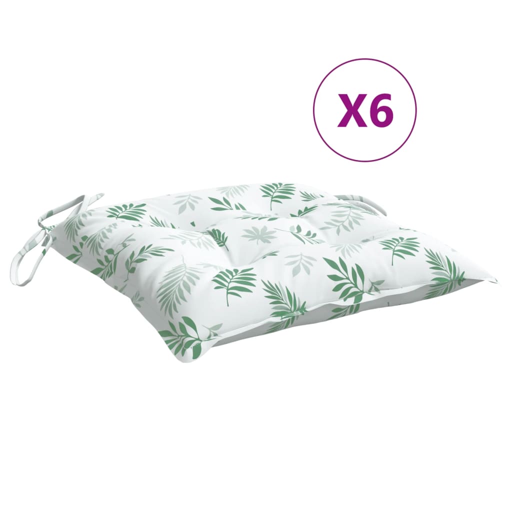 Vidaxl stoelkussens 6 st bladpatroon 40x40x7 cm stof